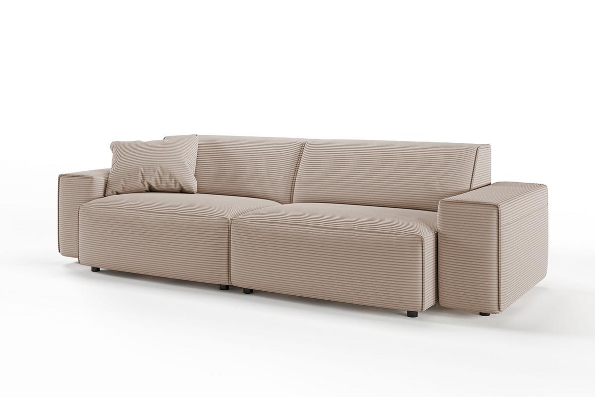 SOFA RANI Taupe Cord - Taupe/Schwarz, Kunststoff/Textil (256/71/101cm) - KAWOLA