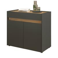 STANDCONTAINER Grau, Eiche Wotan 80 x 70 cm, Büro Kommode mit Stauraum und großem Schubkasten - Eiche Wotan/Schwarz, Holzwerkstoff/Kunststoff (80/70/40cm) - Furn.Design