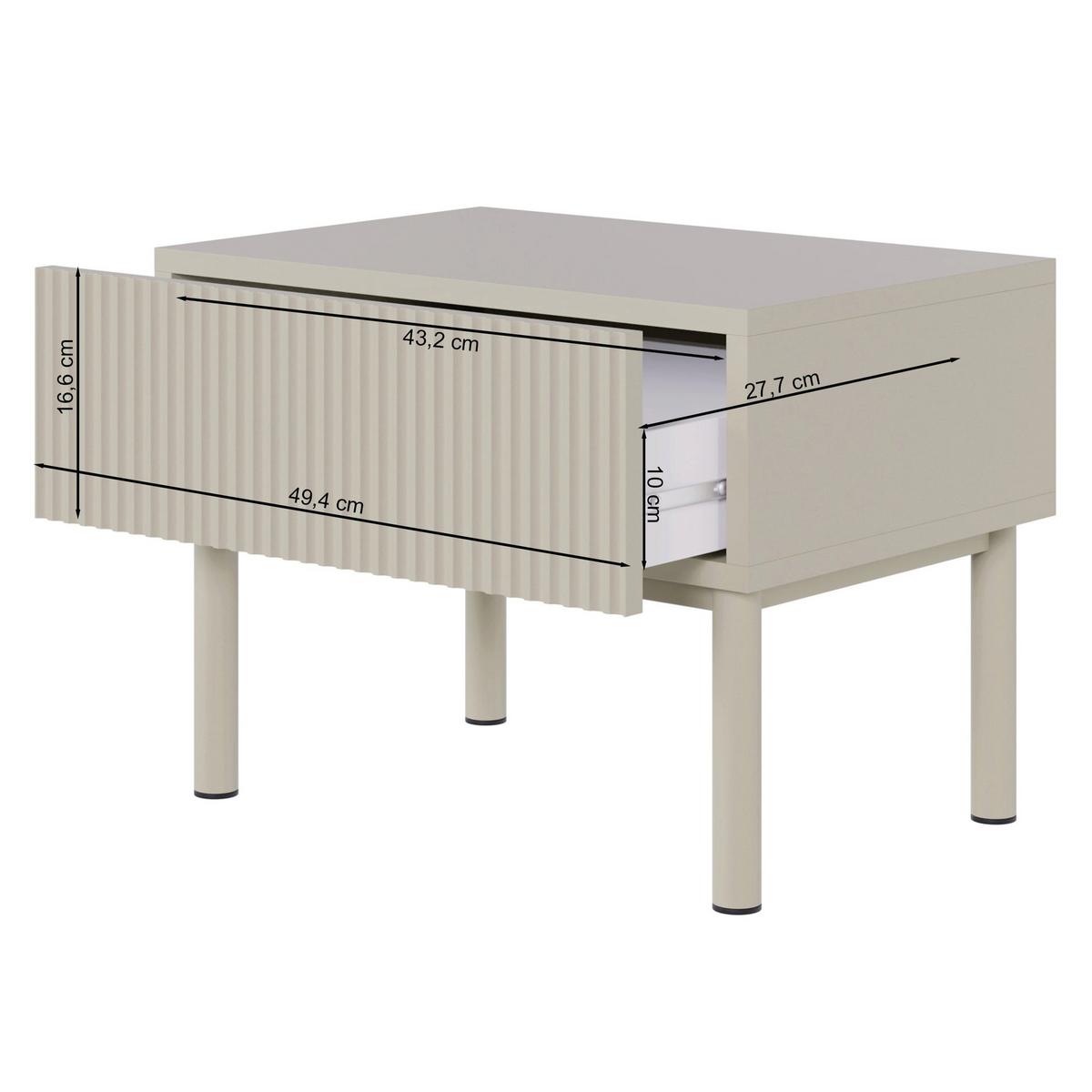 NACHTTISCH Veldio New Greige 50 cm - Taupe, Holzwerkstoff/Metall (50/44/35.6cm) - Selsey