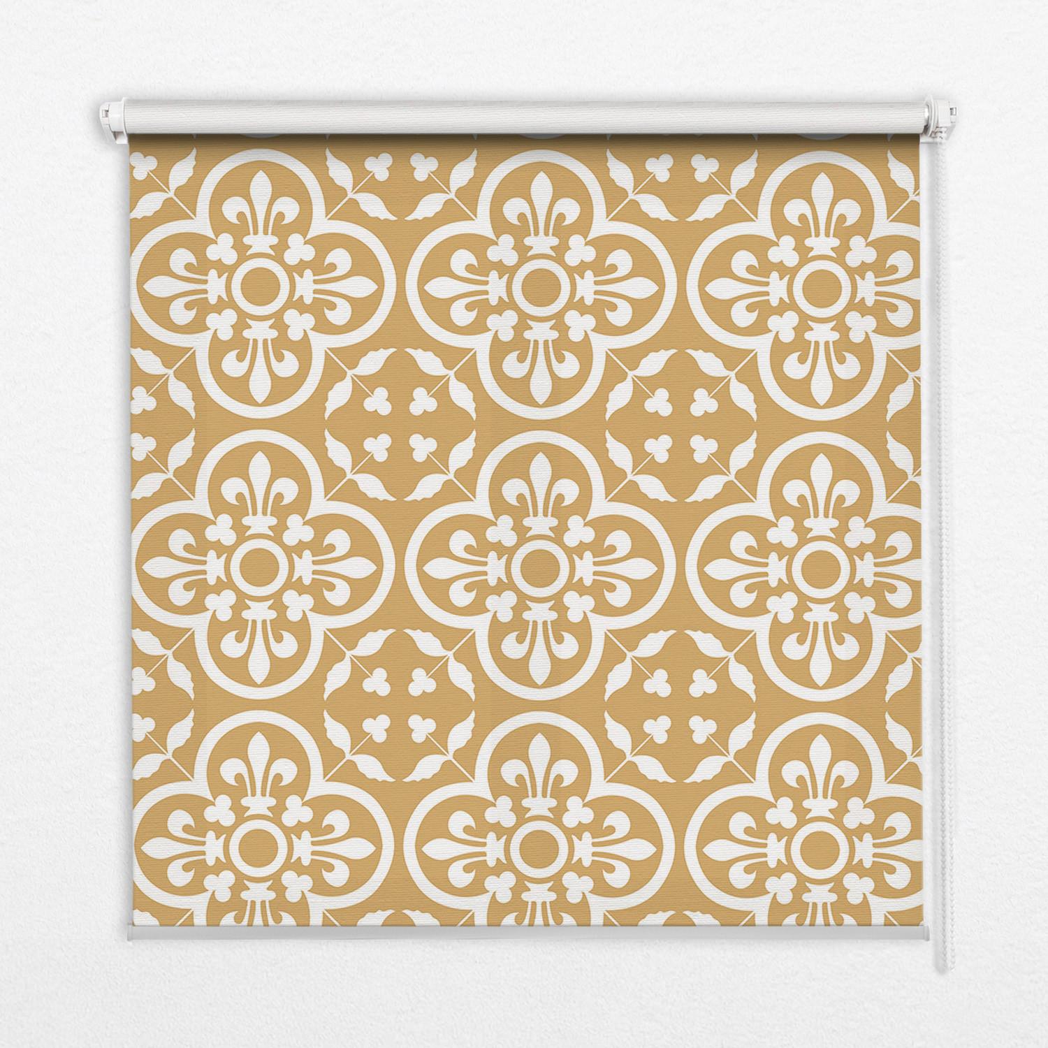 INNENROLLO - Fensterrollo - Rollo - 100x100 cm - Portugiesische Fliesen mit Volksmuster - Gelb, Kunststoff (100/100/0.5cm) - TULUP