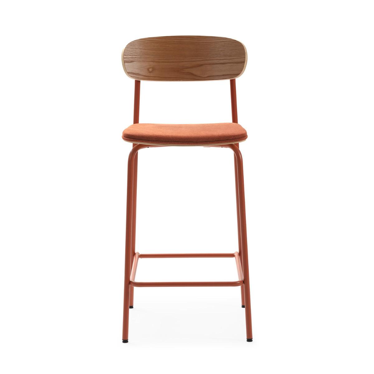 BARHOCKER (Set aus 2) aus Stoff mit schwarzen Metallbeinen - adriana 42/48/66 cm - Orange, Textil (48/66/42cm) - Calicosy