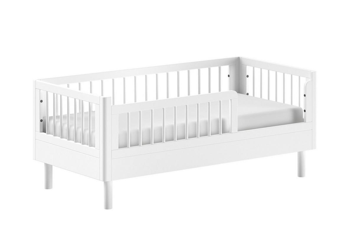 JUNIORBETT 70x140 Keeley Buche Weiß Holz Komfort Stabil Modern - Weiß, Holz (70/140cm) - 58aufmkessel