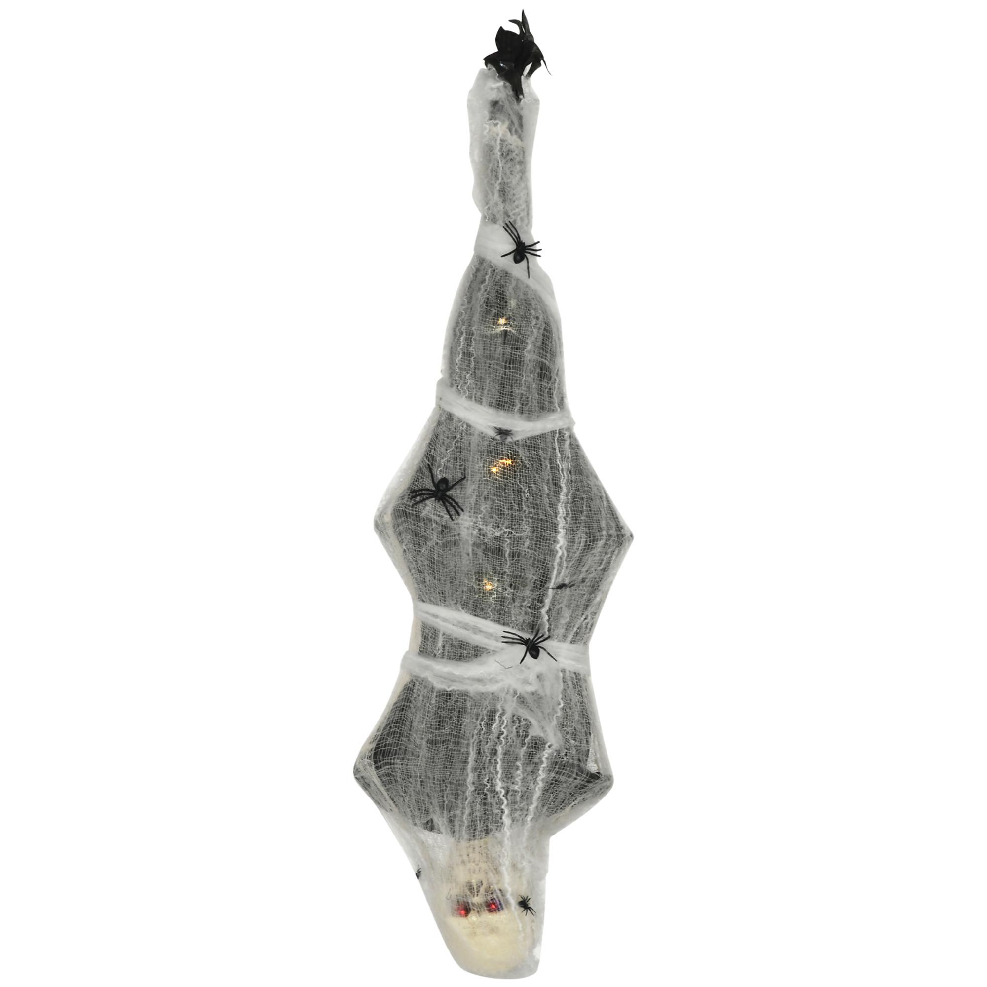 170CM Halloween Dekoration Mumie Hängend Skelett mit Augenglühen in Lebensgröße - Grau, Kunststoff (21/142/43cm) - HOMCOM