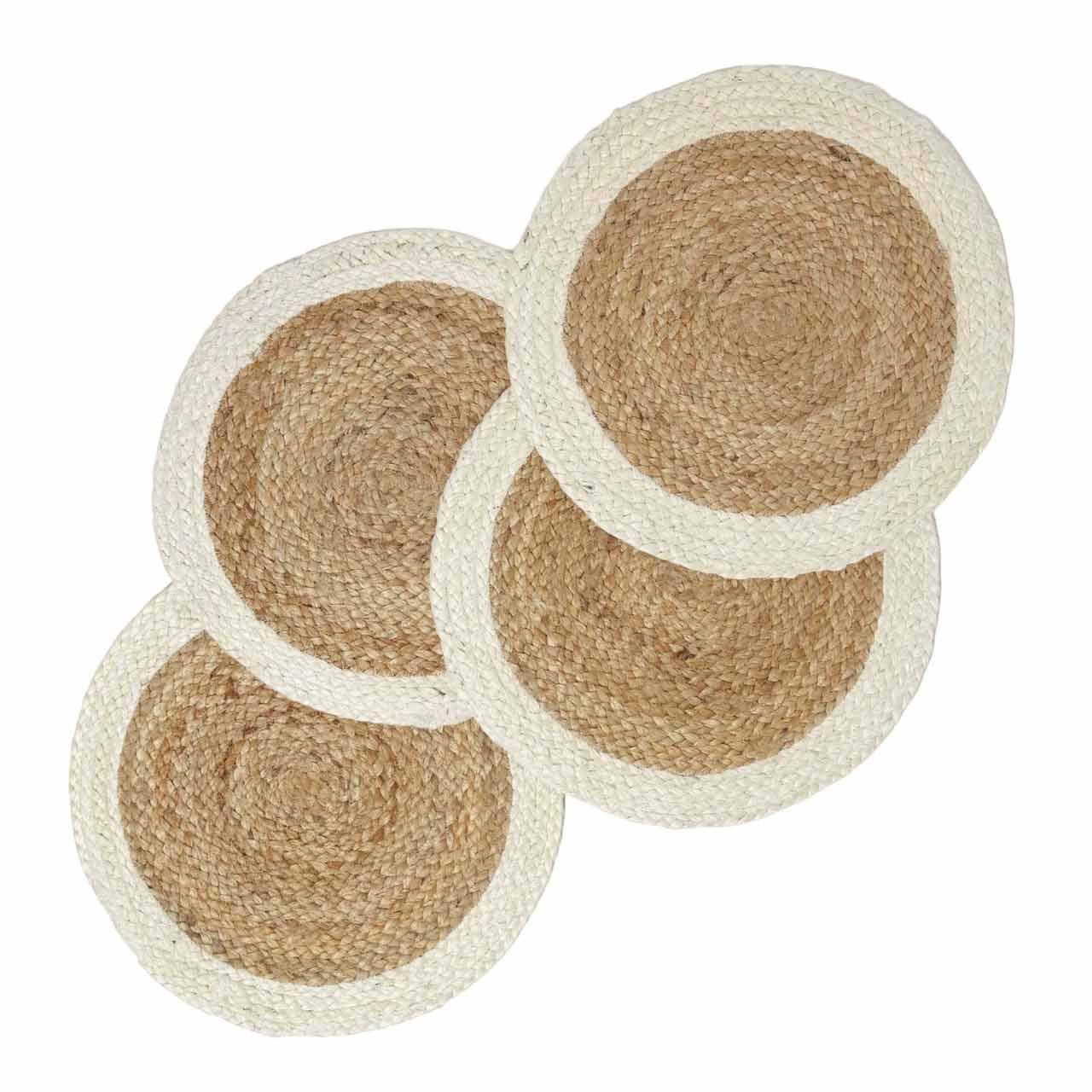 JUTE-TISCHSET creme-natur, 4er-Set Platzsets rund geflochten, 40 cm - Naturfarben/Weiß, Naturmaterialien (40/40cm) - Homescapes