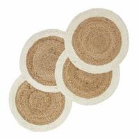 JUTE-TISCHSET creme-natur, 4er-Set Platzsets rund geflochten, 40 cm - Naturfarben/Weiß, Naturmaterialien (40/40cm) - Homescapes