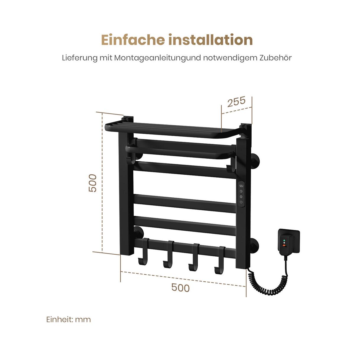HEIZKÖRPER Elektrisch mit WiFi und Fernbedienung Schwarz 50/50 cm - Schwarz, Metall (50/50/25cm) - EMKE