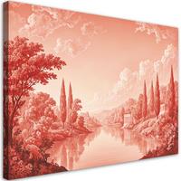 WANDBILD roter see landschaft - Rot, Textil (60/40cm) - Feeby