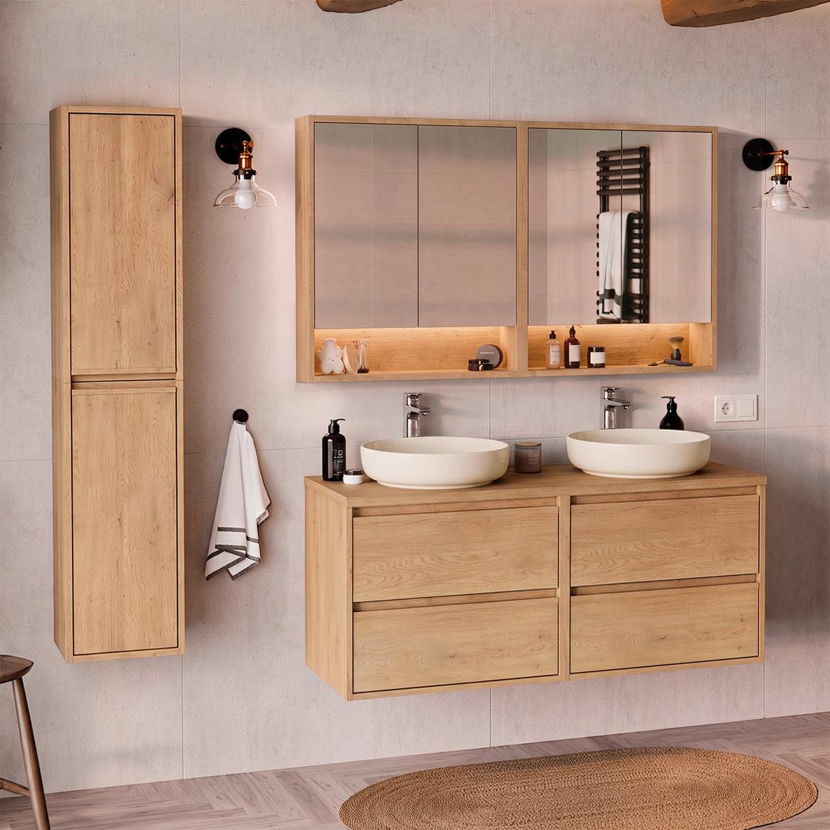 BADMÖBEL 120cm 2er-Set Holz - Braun, Holzwerkstoff (120/52.2/46cm) - Petits-meubles