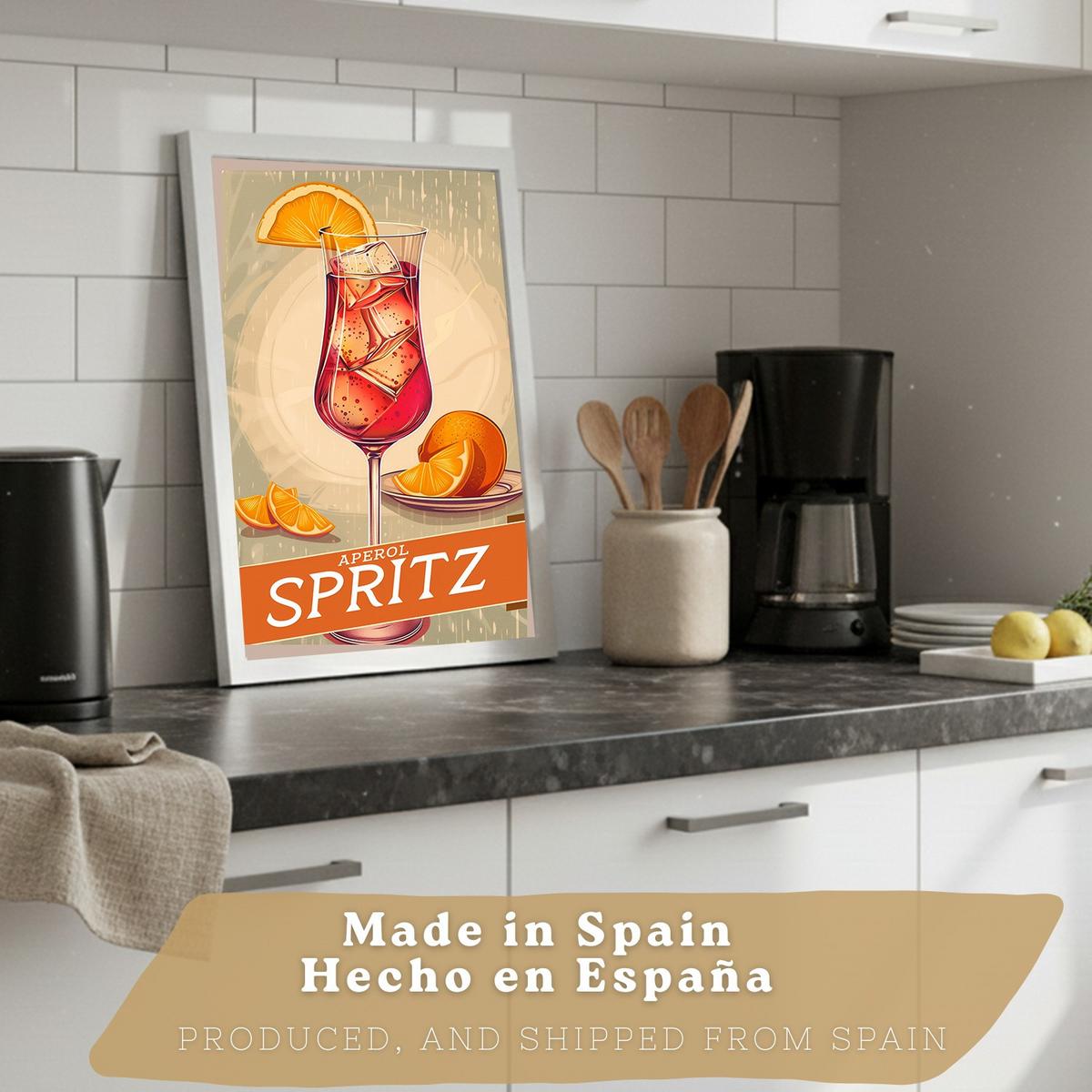 POSTER 4er Set Cocktail-Wandbilder Mojito Gin Tonic und Limoncello Vintage Retro Küche Bar Deko Weißer Rahmen A4 - Weiß, Papier (29.7/1/21cm) - Nacnic