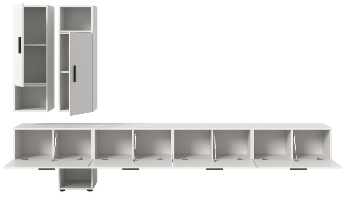 WOHNWAND weiß 300 cm, Wohnkombination hängend / stehend - Schwarz/Weiß, Holzwerkstoff/Kunststoff (300/178/34cm) - Inn.Furn