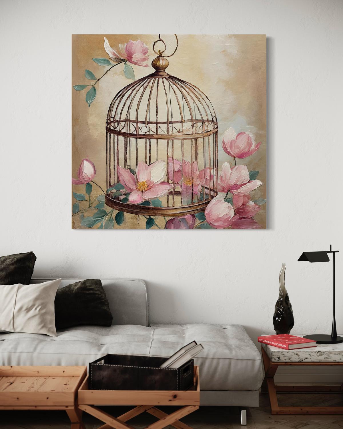WANDBILD shabby chic blumen - Pink, Textil (40/40cm) - Feeby