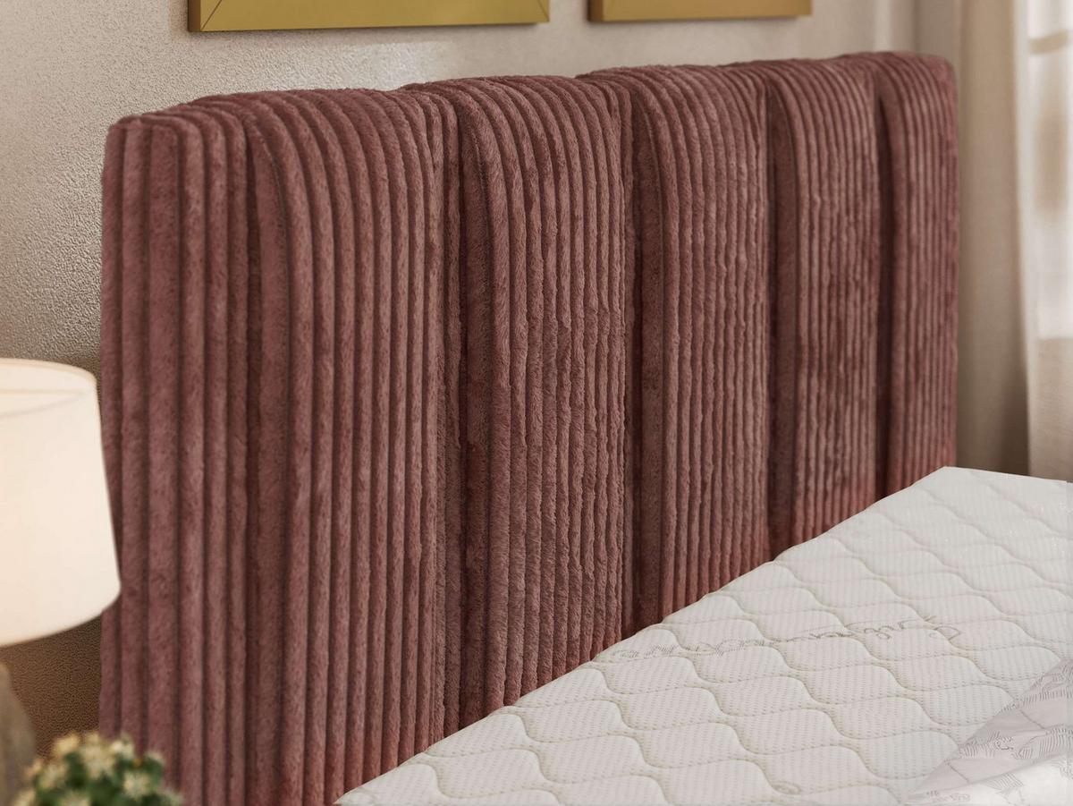 POLSTERBETT SAVINO CLASSIC 200/200 - Rosa Cord - Multipocket-Matratze - Schwarz/Rosa, Kunststoff/Textil (200/200cm) - MKS