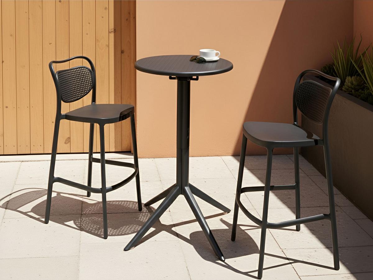 GARTEN-BARTISCH 60/60 cm Schwarz Legrena - Schwarz, Kunststoff (60/60/111cm) - Beliani