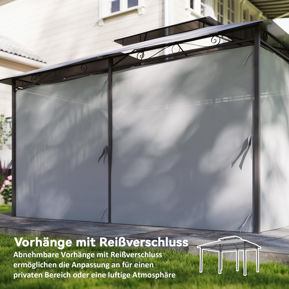 PAVILLON Stahl Polyester Dunkelgrau - Dunkelgrau, Textil/Metall (300/280/400cm) - Outsunny