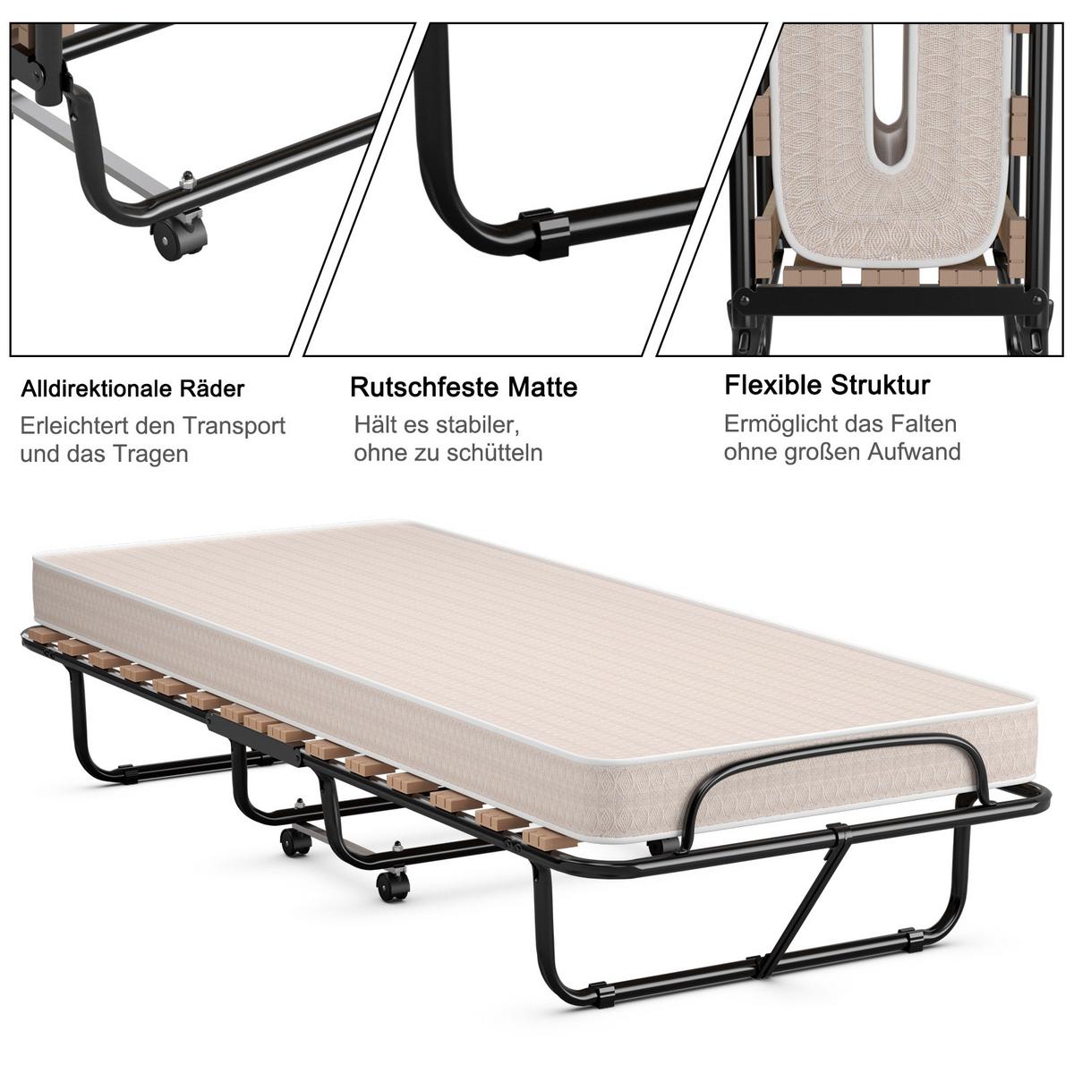 GASTEBETT Beige - Beige, Metall - COSTWAY