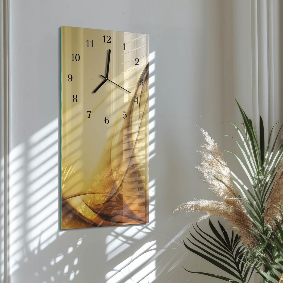 WANDUHR aus Glas 30x60 cm - Abstraktion - Beige, Glas (30/60/0.4cm) - TULUP