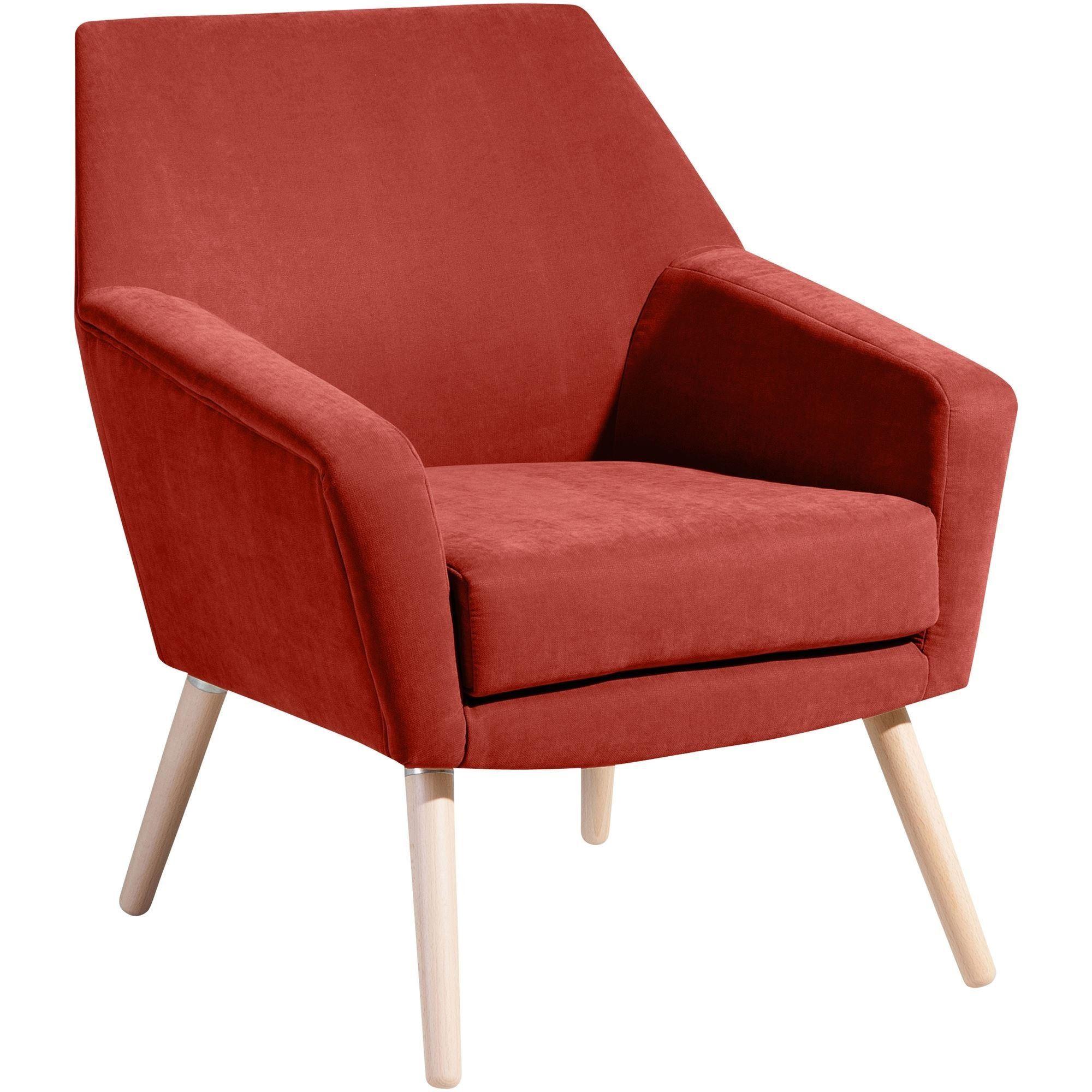 SESSEL Kachka Bezug Veloursstoff Buche natur / terracotta - Rot, Kunststoff (71/81/67cm) - 58aufmkessel