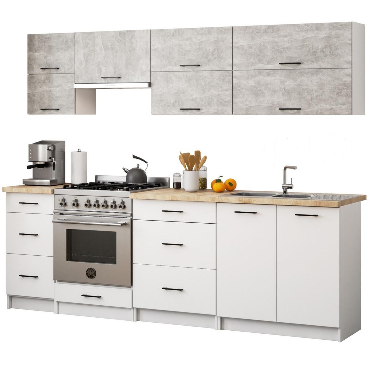HÄNGESCHRANK Weiß, Beton 58/80/30 - Hellgrau/Weiß, Holzwerkstoff (80/58/30cm) - RAUMHIRSCH FURNITURE