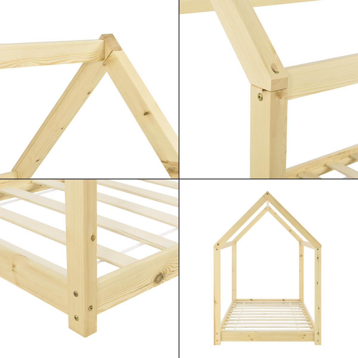 HAUSBETT Netstal - Naturfarben, Holz (90/200cm) - [en.casa]