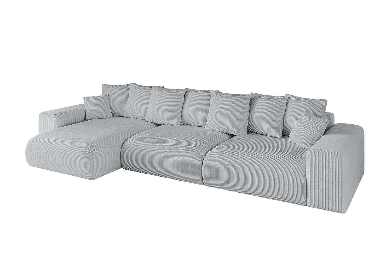 ECKSOFA Ottomane links ESKAR-L2 364x176x72 Grau Cord - Schwarz/Grau, Holzwerkstoff/Kunststoff (364/176cm) - ALTDECOR