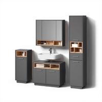 BADMÖBEL-SET Temo Anthrazit 4 Teile - Anthrazit, Holzwerkstoff (80/93/40cm) - Livinity®