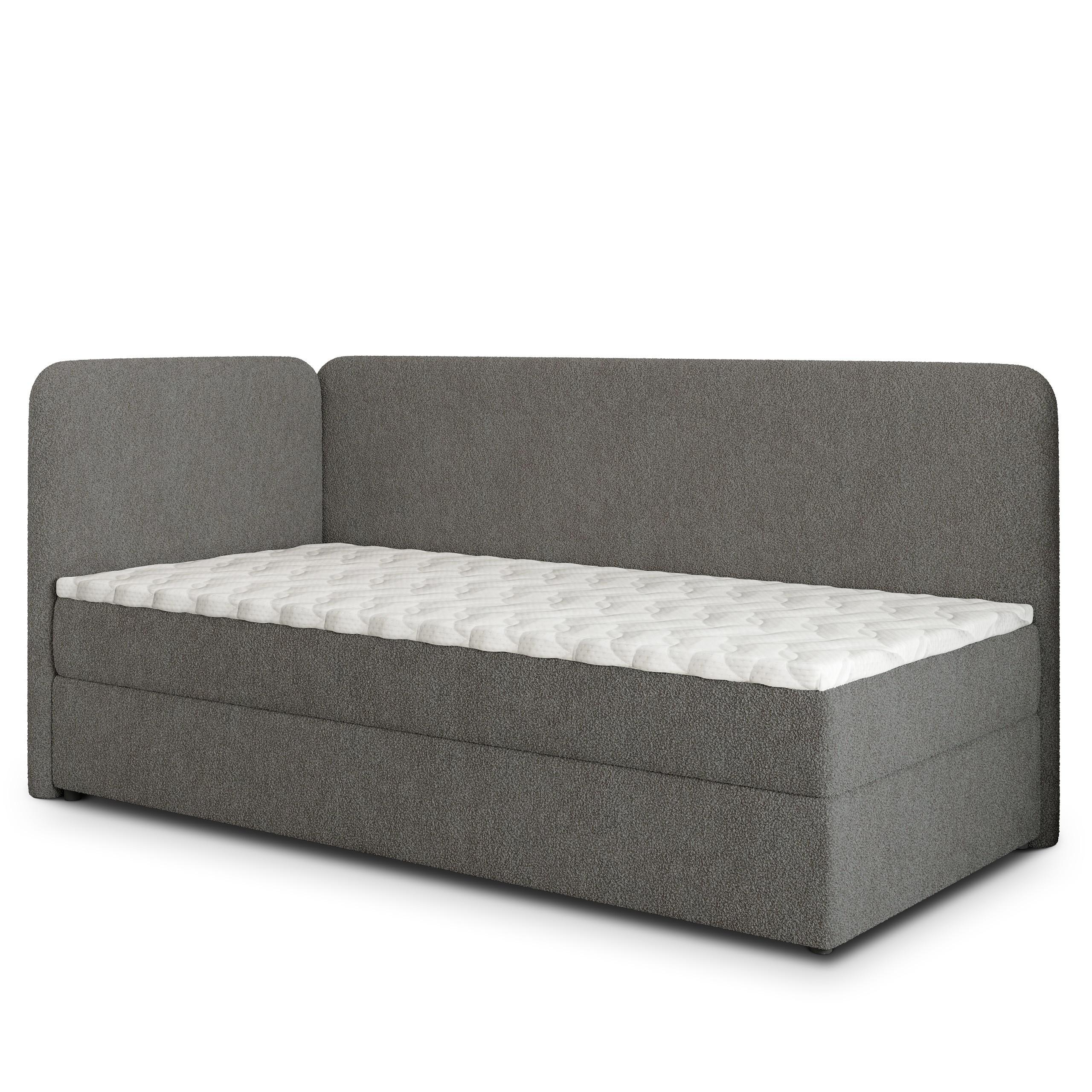 BOXBETT GINA 90x200 cm mit Matratze und Topper, H2+H3 - Grau - Grau, Holz (90/200cm) - MASSENO