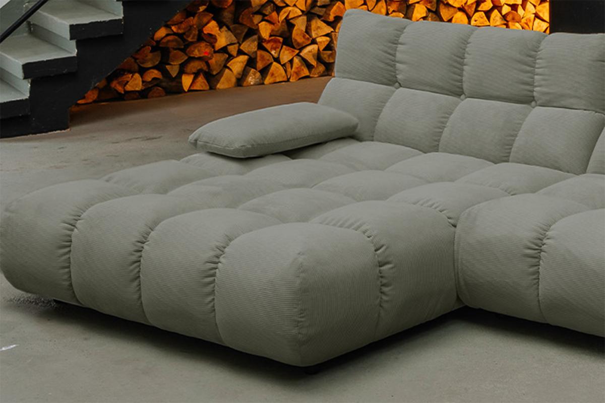 ECKSOFA VIVIEN Grün Cord - Schwarz/Olivgrün, Kunststoff/Textil (290/178cm) - KAWOLA