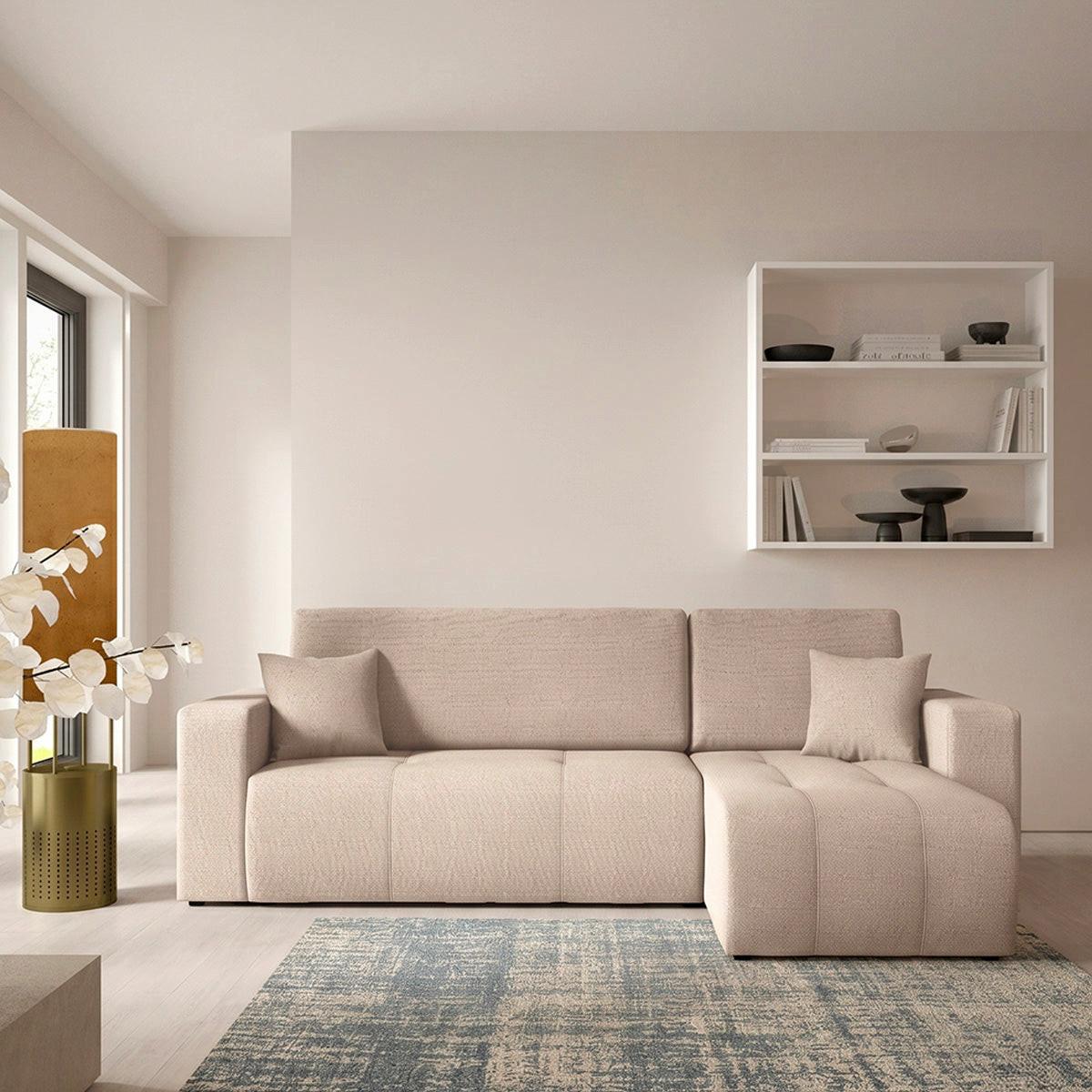 ECKSOFA Vasco 3 Sitzplätze Beige - Beige, Holz (247/145cm) - Petits-meubles