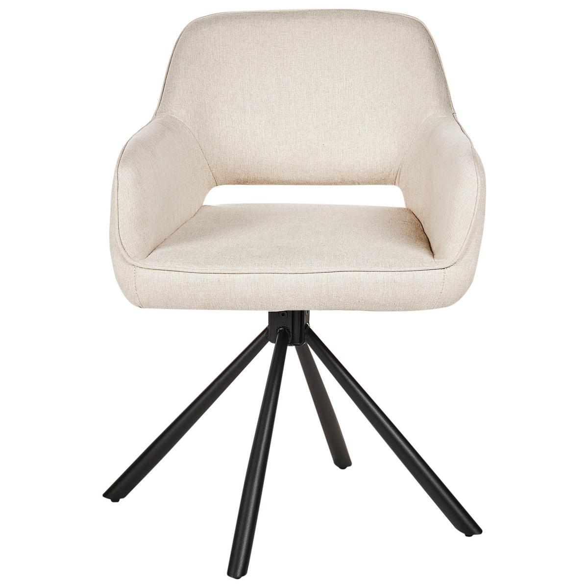 ESSZIMMERSTUHL 2er-Set Hellbeige Loures - Beige/Schwarz, Textil (56/80/63cm) - Beliani