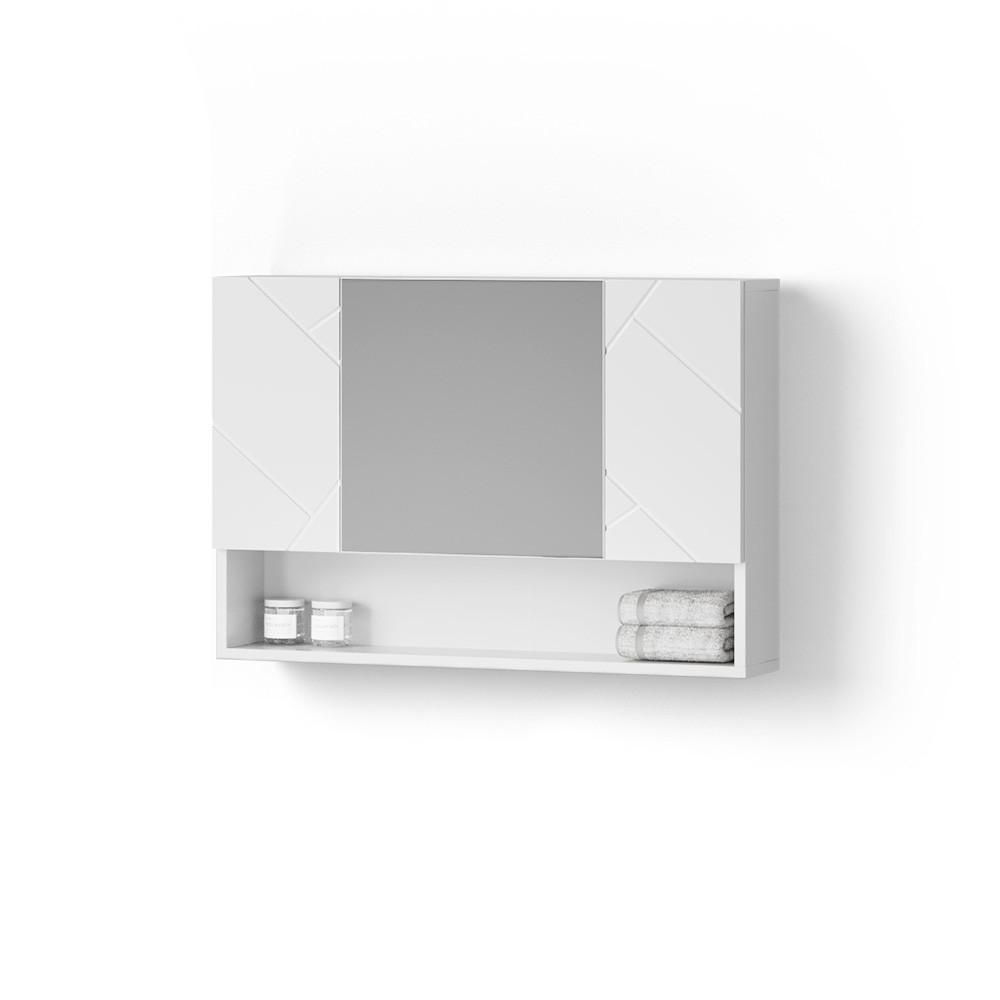 BADSPIEGELSCHRANK Ronco Weiß Hochglanz 80.1 x 55 cm - Weiß Hochglanz, Holzwerkstoff (80.1/55/17cm) - Livinity®