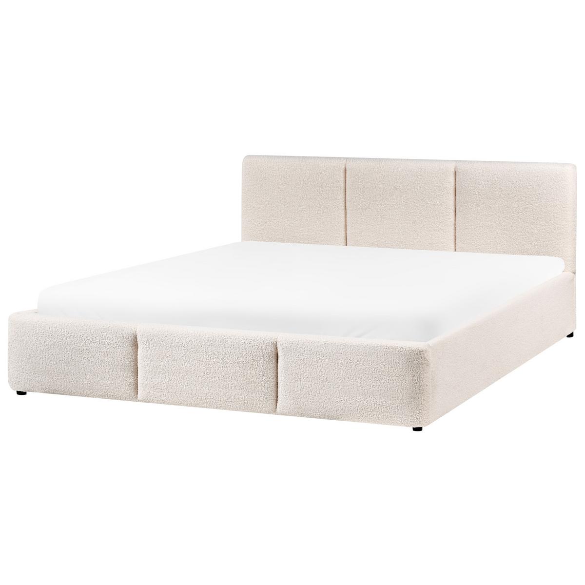 BETT mit Stauraum 160/200 cm Bouclé Cremeweiß Bousse - Creme, Textil (160/200cm) - Beliani