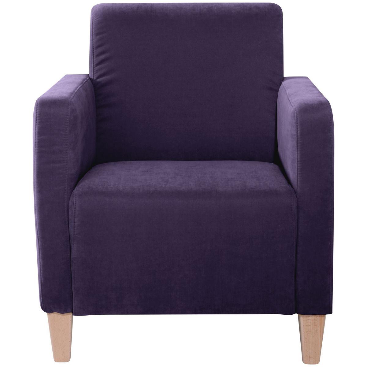 SESSEL Karol Bezug Veloursstoff Buche natur / violett - Lila, Kunststoff (71/81/70cm) - 58aufmkessel