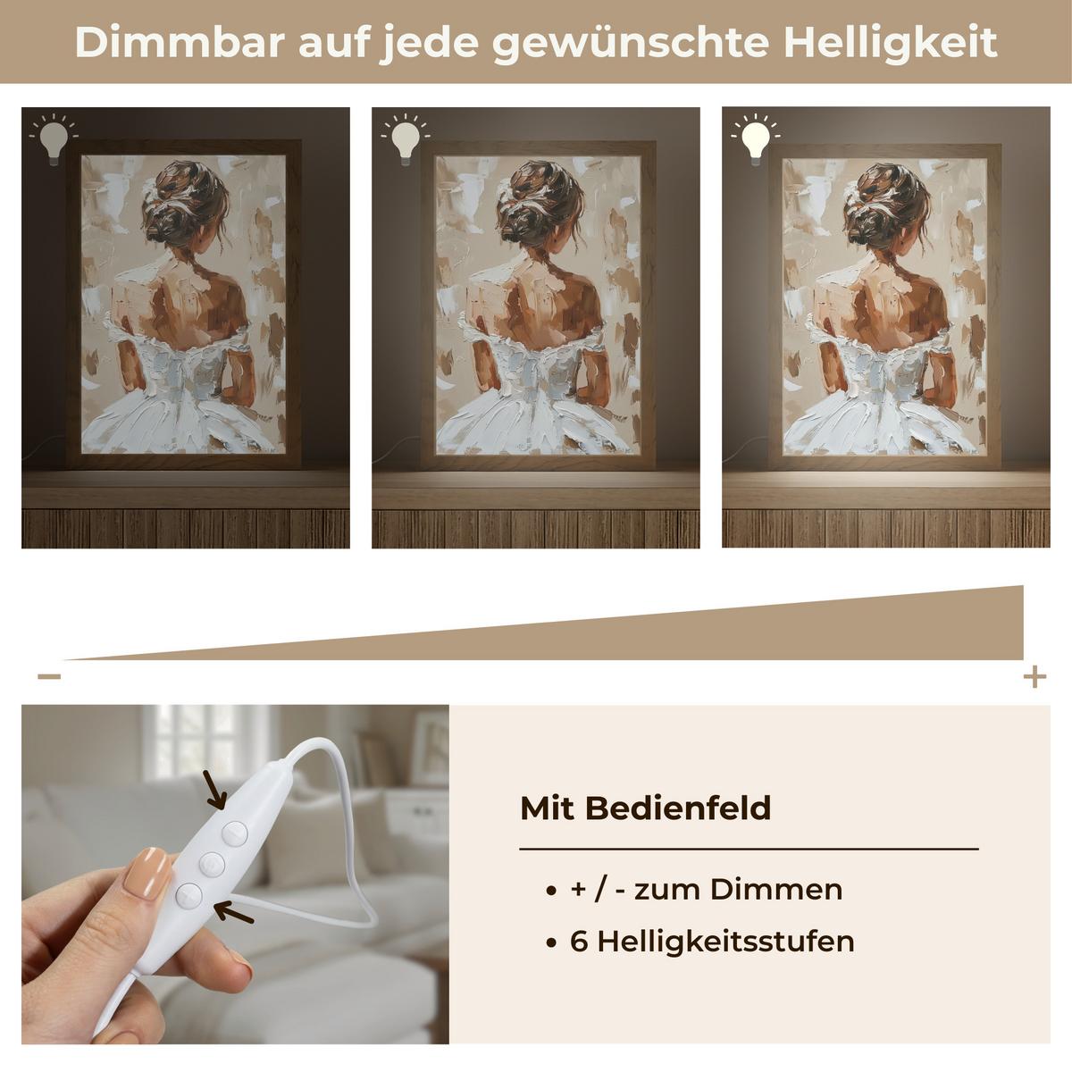 TISCHLEUCHTE Frau - Farbe - Abstrakt - Beige - Modern 20x30 cm - Brombeere, Holzwerkstoff (8/20/30cm) - OnlyWow