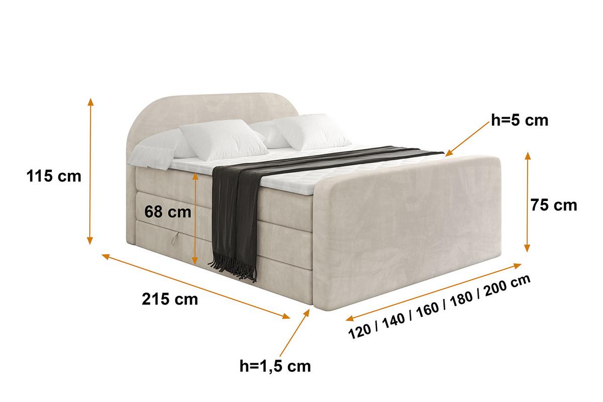 BOXSPRINGBETT mit Matratze und Lattenrost - NOX-Z KING-200x200 - Beige Casablanca - Beige, Holzwerkstoff (200/200cm) - ALTDECOR