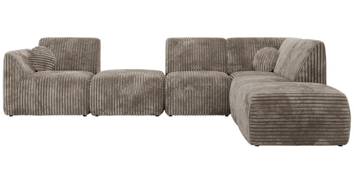ECKSOFA NOARA 6M L Hellbraun Cord - Rechts - Hellbraun/Schwarz, Kunststoff/Textil (355/244cm) - MKS