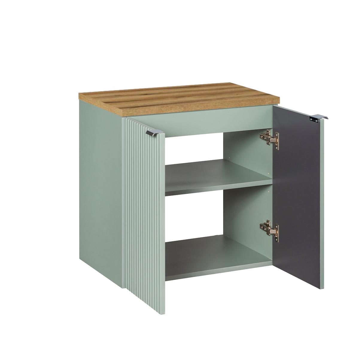 WASCHTISCHUNTERSCHRANK 60cm Jade Grün und Holz - Grün, Holzwerkstoff (60/57/40cm) - Petits-meubles
