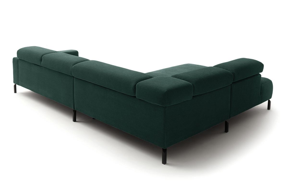 ECKSOFA DELIA Smaragdgrün Cord - Smaragdgrün/Schwarz, Textil/Metall (276/219cm) - KAWOLA