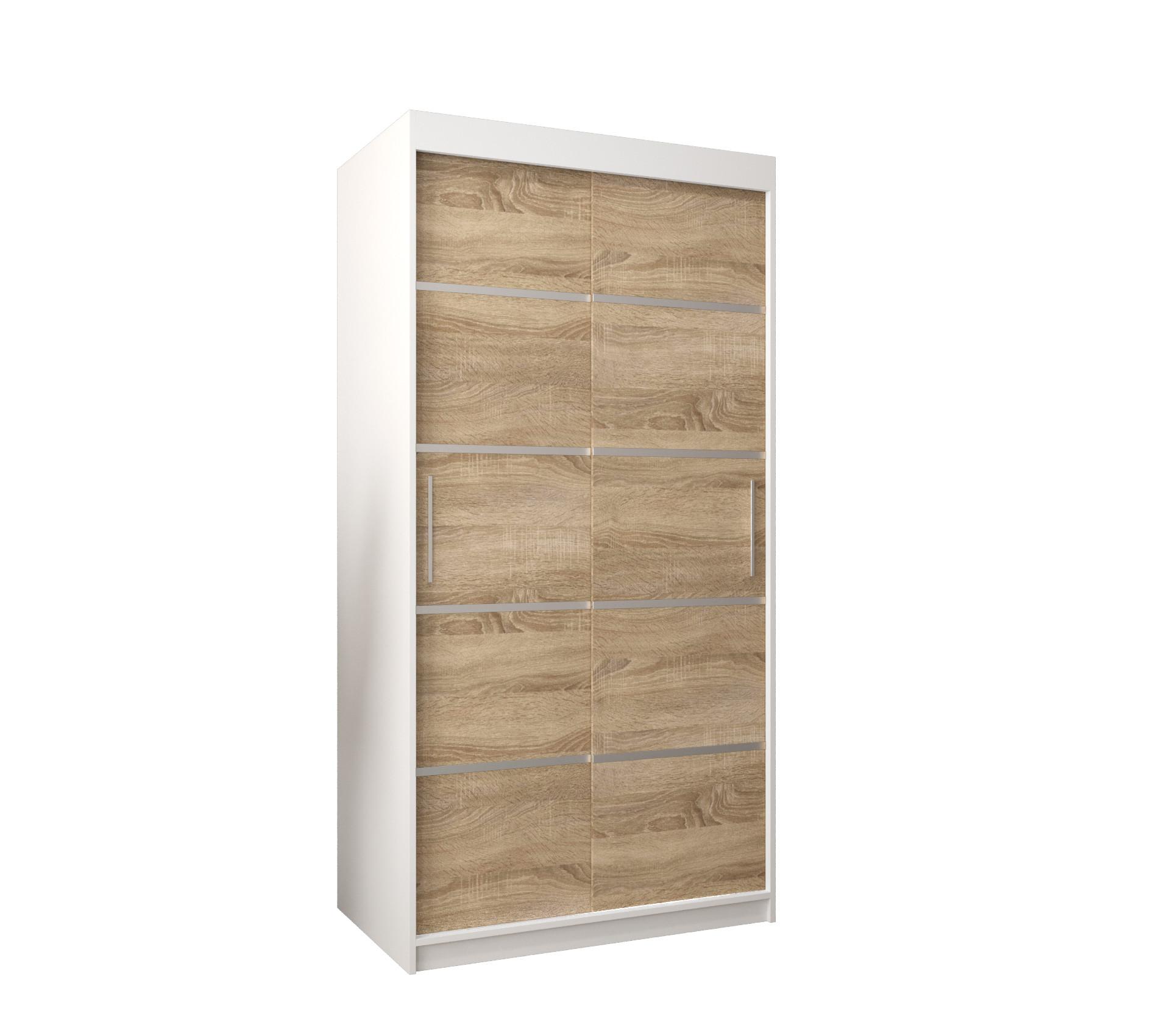 SCHWEBETÜRENSCHRANK 200/100/62 2-türig - Silberfarben/Weiß, Holz/Kunststoff (100/200/62cm) - MÖBEL KRYSPOL