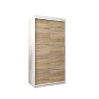 SCHWEBETÜRENSCHRANK 200/100/62 2-türig - Silberfarben/Weiß, Holz/Kunststoff (100/200/62cm) - MÖBEL KRYSPOL