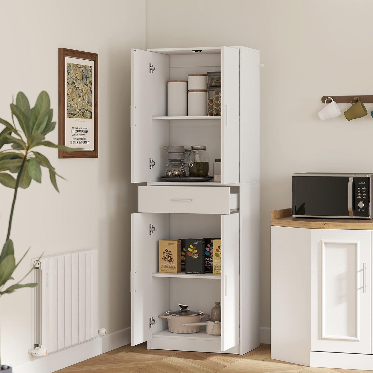 KÜCHENSCHRANK Spanplatte MDF Weiß - Weiß, Holz (35/180/60cm) - HOMCOM