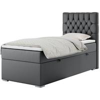 BOXBETT PERA 90/200 Dunkelgrau Kunstleder - H3 - Rechts Seite - Dunkelgrau, Holz/Textil (90/200cm) - MKS