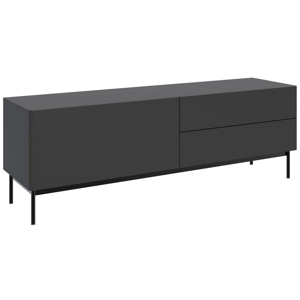 TV-LOWBOARD Olio SCHWARZ 160 CM - Schwarz, Holzwerkstoff/Metall (160/52/38.6cm) - Selsey