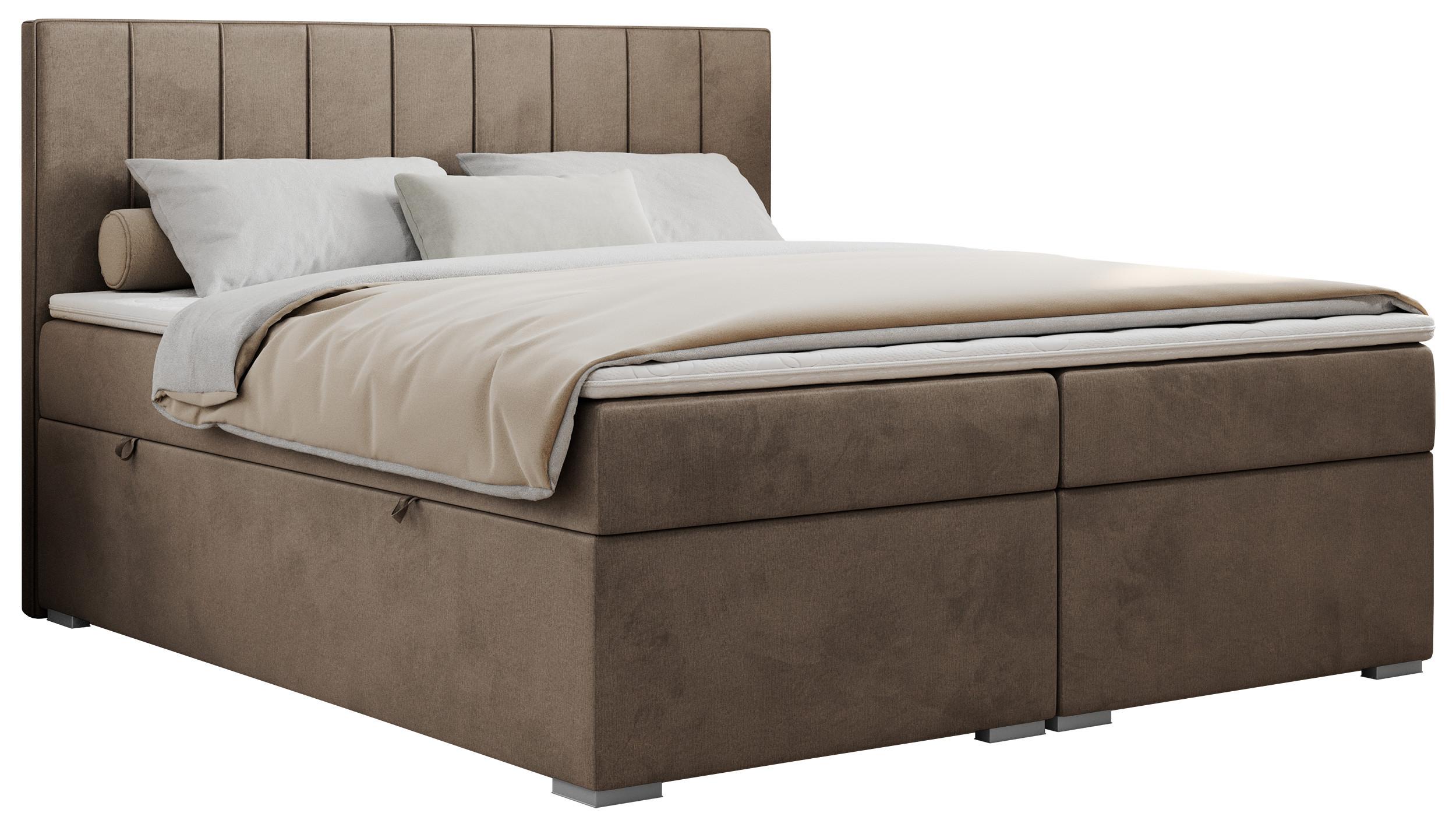 BOXBETT ALLY 160/200 Braun Velvet - H3 - Braun, Holz/Textil (160/200cm) - MKS