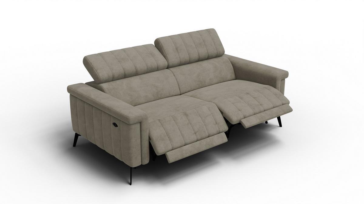 RELAXSOFA NORDEL 3-Sitzer, dunkles beige - Beige/Schwarz, Holz/Textil (194/80/105cm) - Wozimo