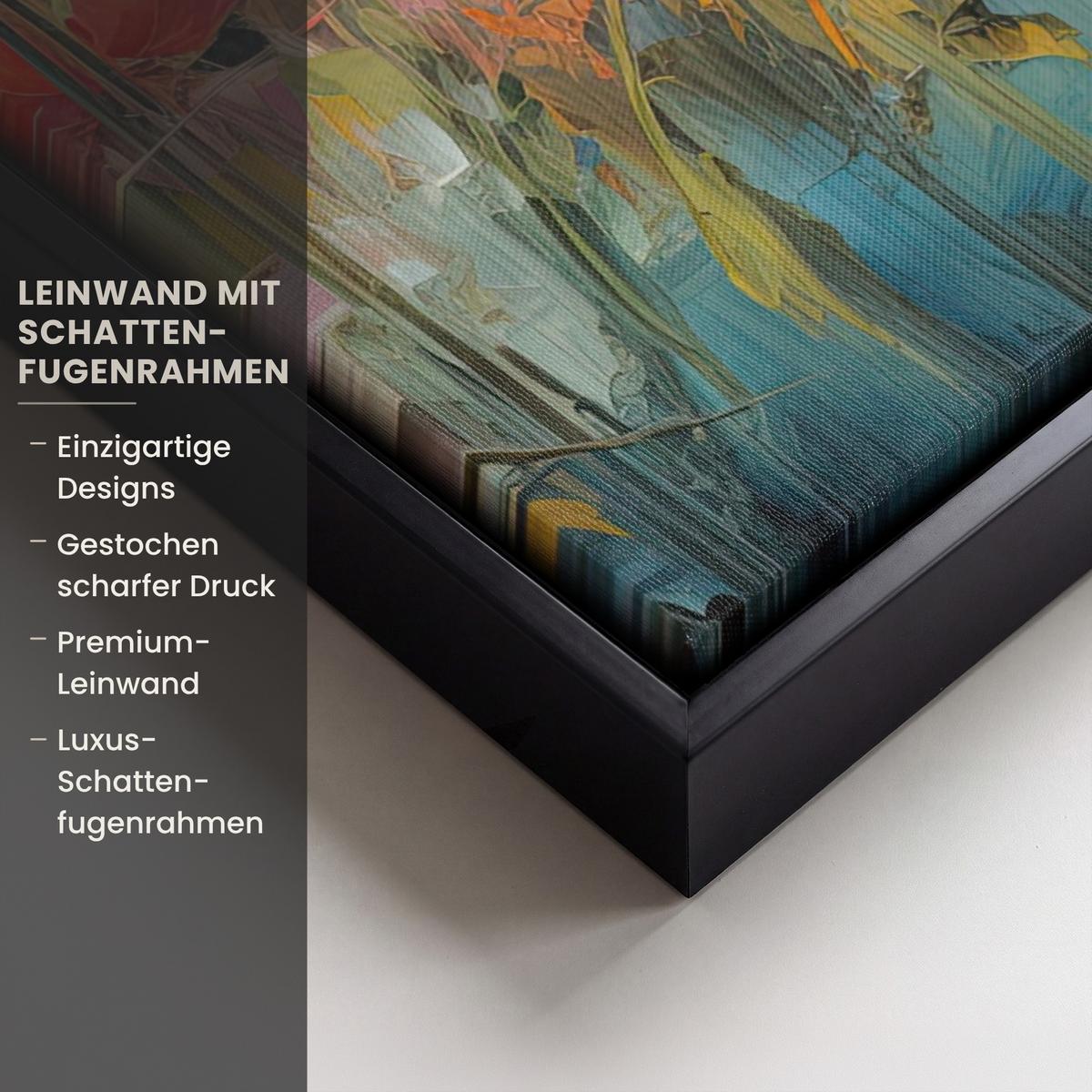 LEINWAND Bilder mit Rahmen - Blumen - Aquarell - Kunst - Botanisch - Natur - 70x100 - Orange, Textil (70/100cm) - MuchoWow