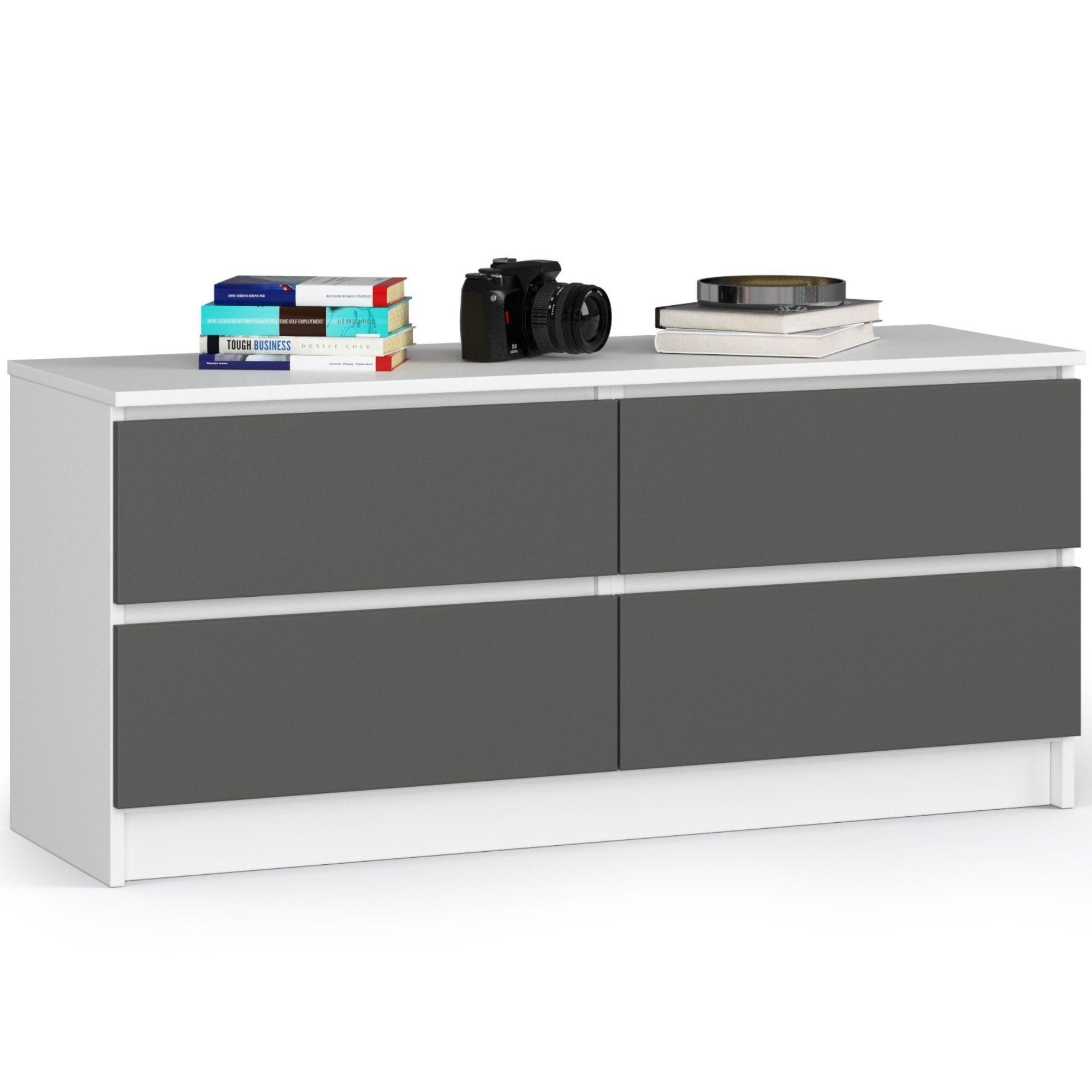 KOMMODE Weiß, Graphit Grau 55/120/40 - Weiß, Holzwerkstoff (120/55/40cm) - RAUMHIRSCH FURNITURE