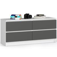 KOMMODE Weiß, Graphit Grau 55/120/40 - Weiß, Holzwerkstoff (120/55/40cm) - RAUMHIRSCH FURNITURE