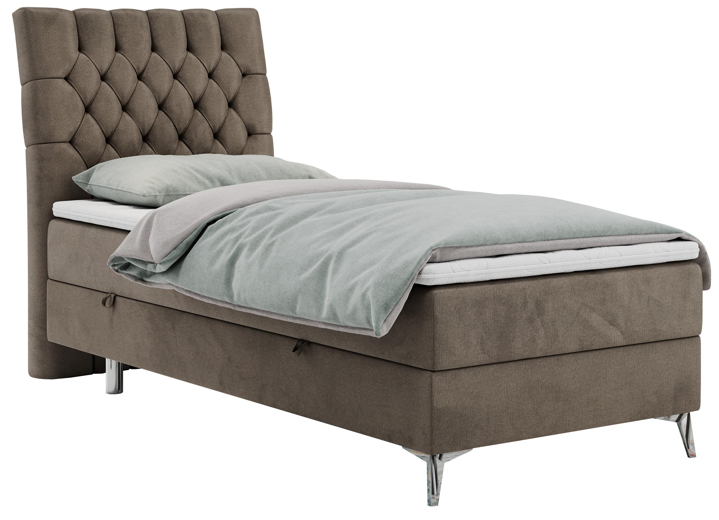 BOXBETT MILEN 90/200 Braun Velvet - H3 - Links Seite - Braun, Holz/Textil (90/200cm) - MKS