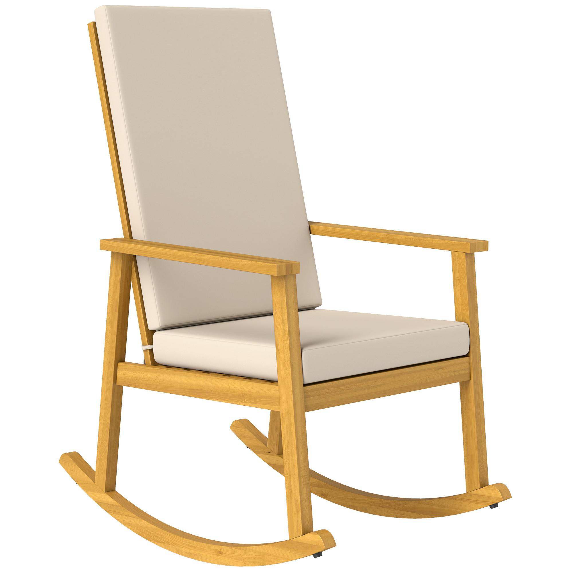SCHAUKELSTUHL Akazienholz Polyester Beige - Beige/Akaziefarben, Holz/Textil (60/107/89cm) - Outsunny