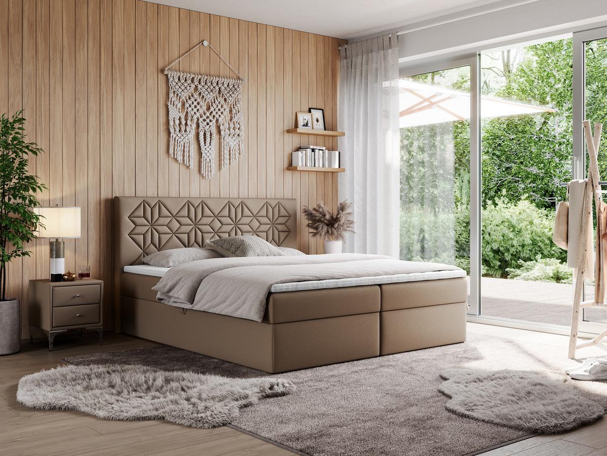 BOXBETT LEILA 140/200 Braun Kunstleder - H4 - Braun, Holz/Textil (140/200cm) - MKS